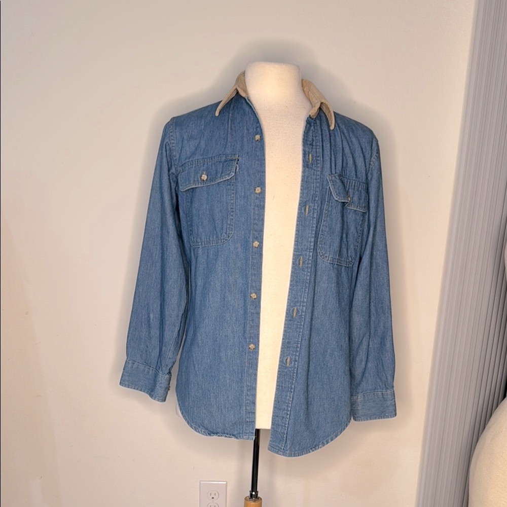 Big Mac authentic workwear denim shirt jacket button-down tan corduroy VTG